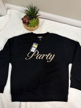 Universal Thread Black Sweatshirt with Gold 'Party' Script